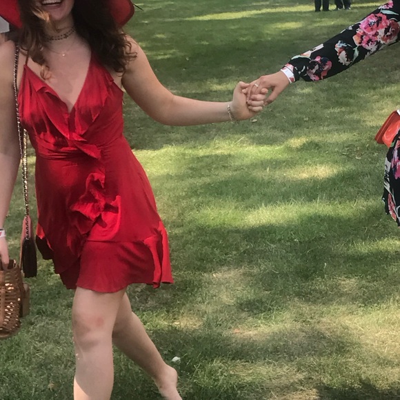 Urban Outfitters Red flowy Mini dress - Picture 2 of 5